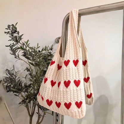 Heart Crochet Tote Bag