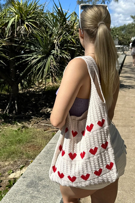 Heart Crochet Tote Bag