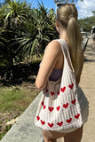 Heart Crochet Tote Bag