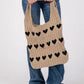 Heart Crochet Tote Bag