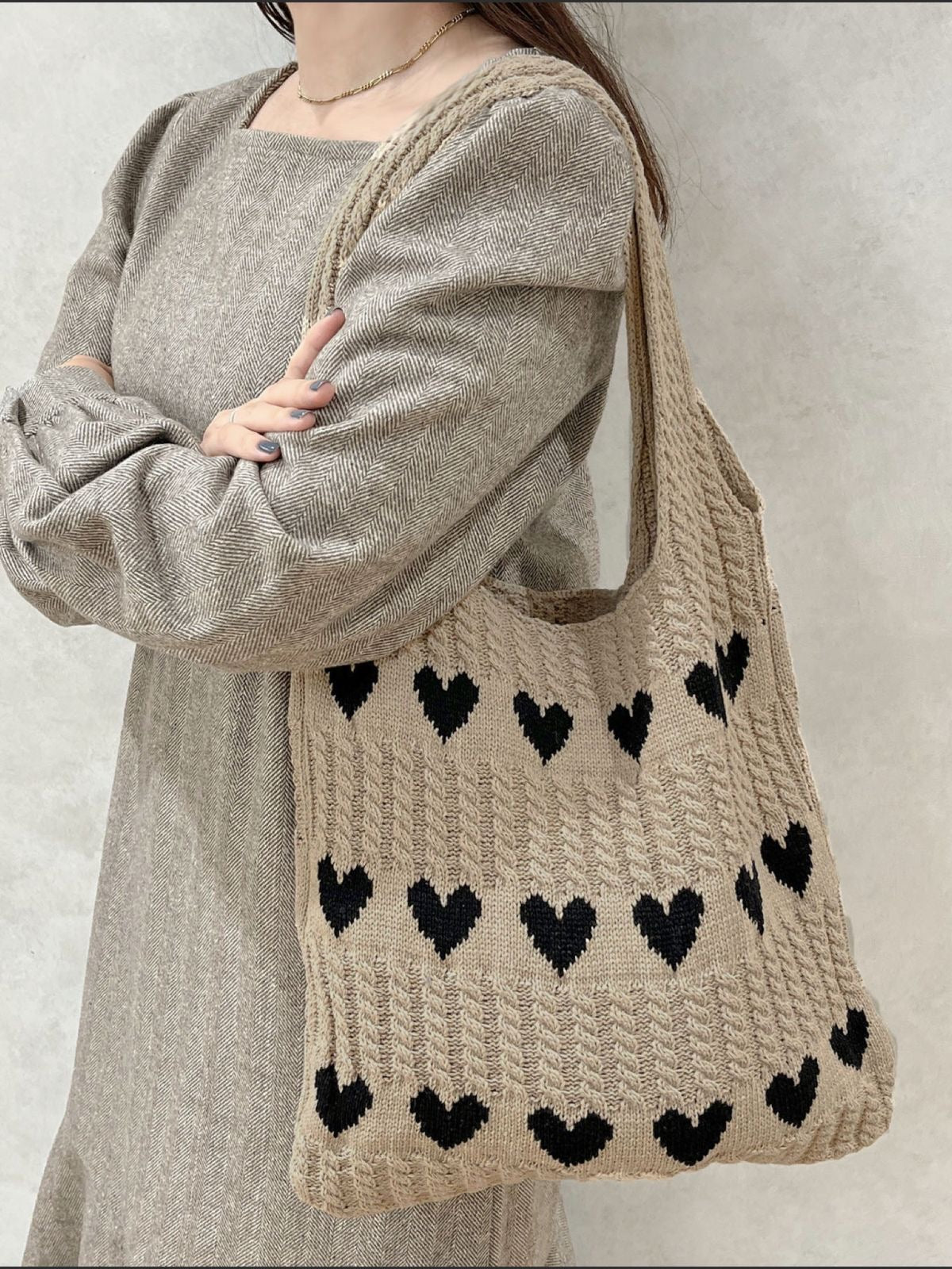 Heart Crochet Tote Bag